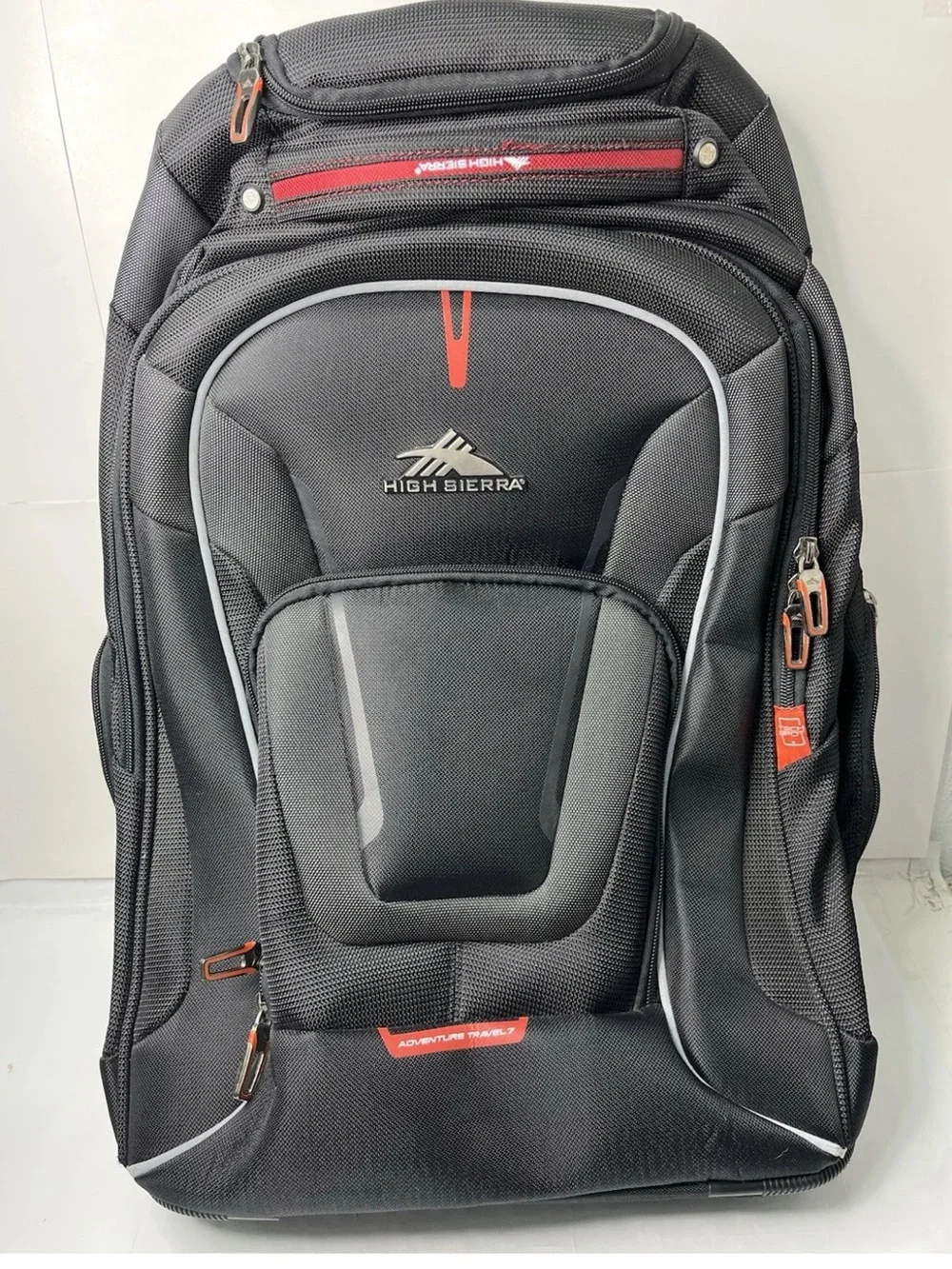 High Sierra Rolling Backpack Black Red Tech Spot Laptop Pocket Travel Adventure